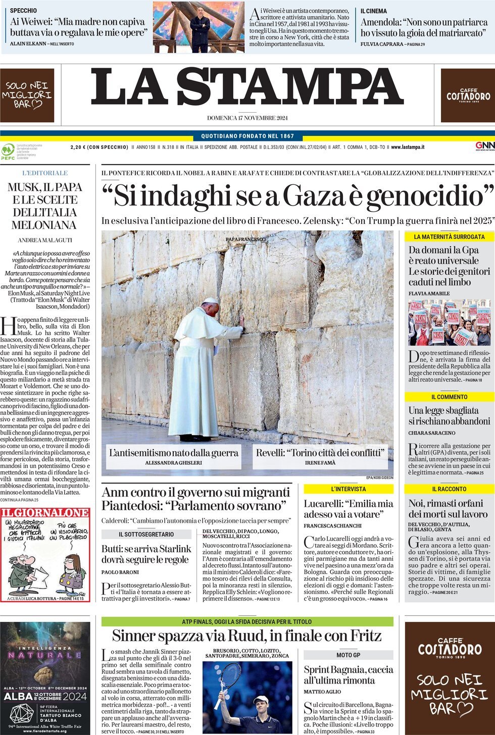 Prima-pagina-la-stampa-edizione-di-oggi-17-11-2024