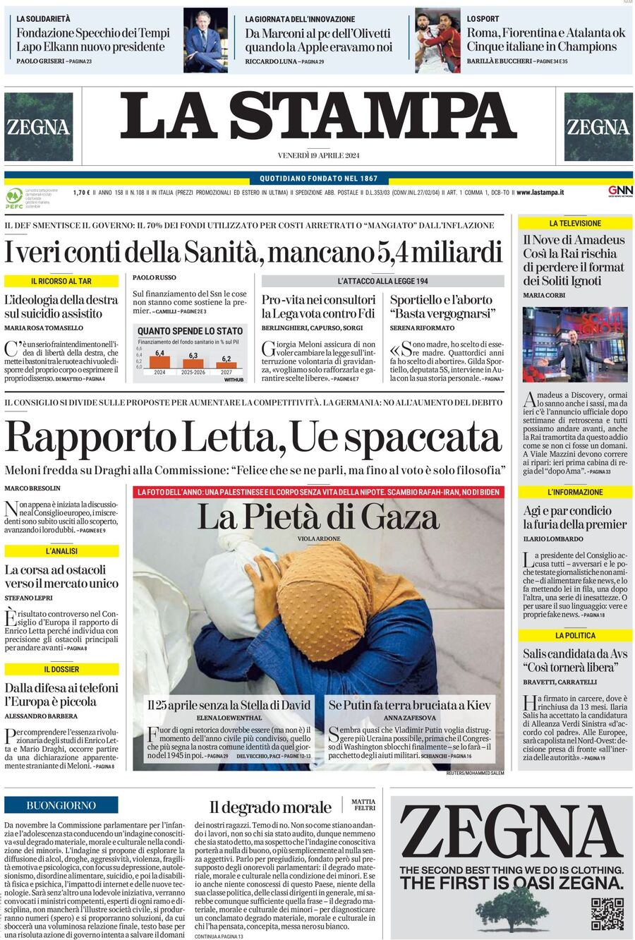 Prima-pagina-la-stampa-edizione-di-oggi-19-04-2024