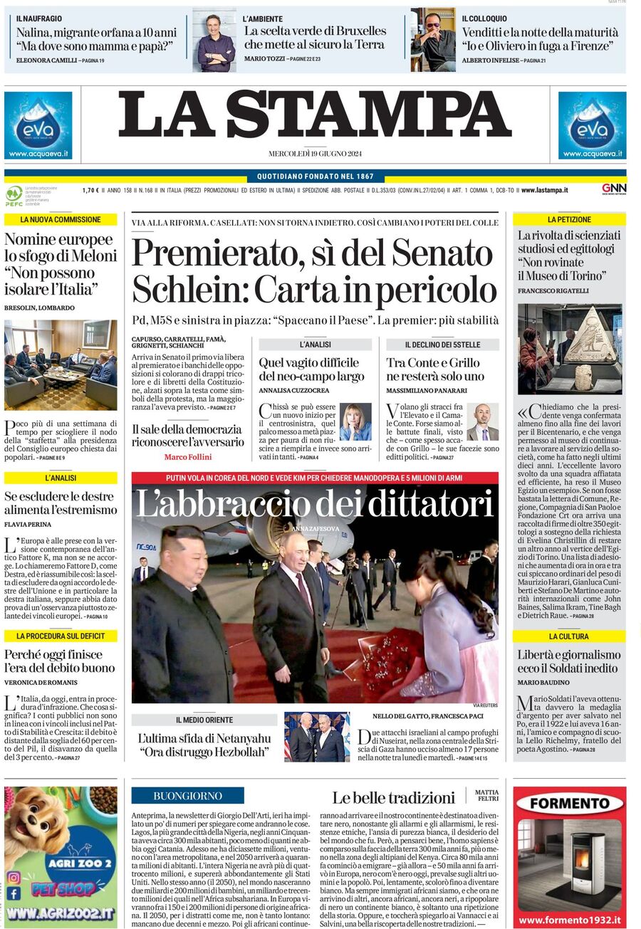 Prima-pagina-la-stampa-edizione-di-oggi-19-06-2024