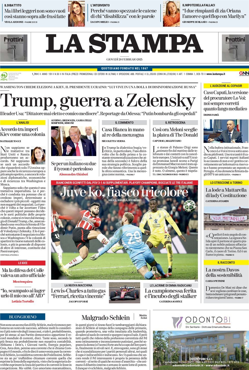 Prima-pagina-la-stampa-edizione-di-oggi-20-02-2025