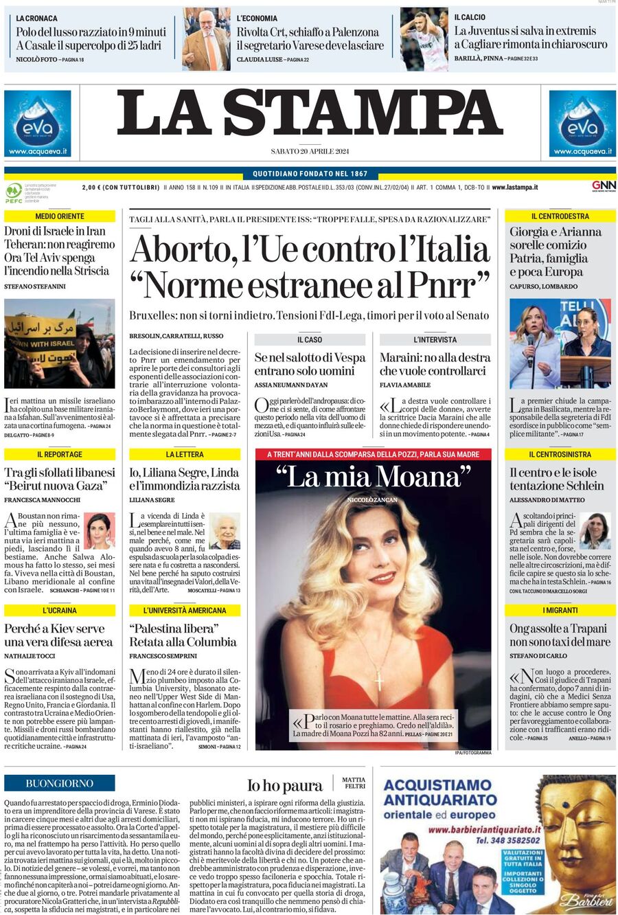 Prima-pagina-la-stampa-edizione-di-oggi-20-04-2024