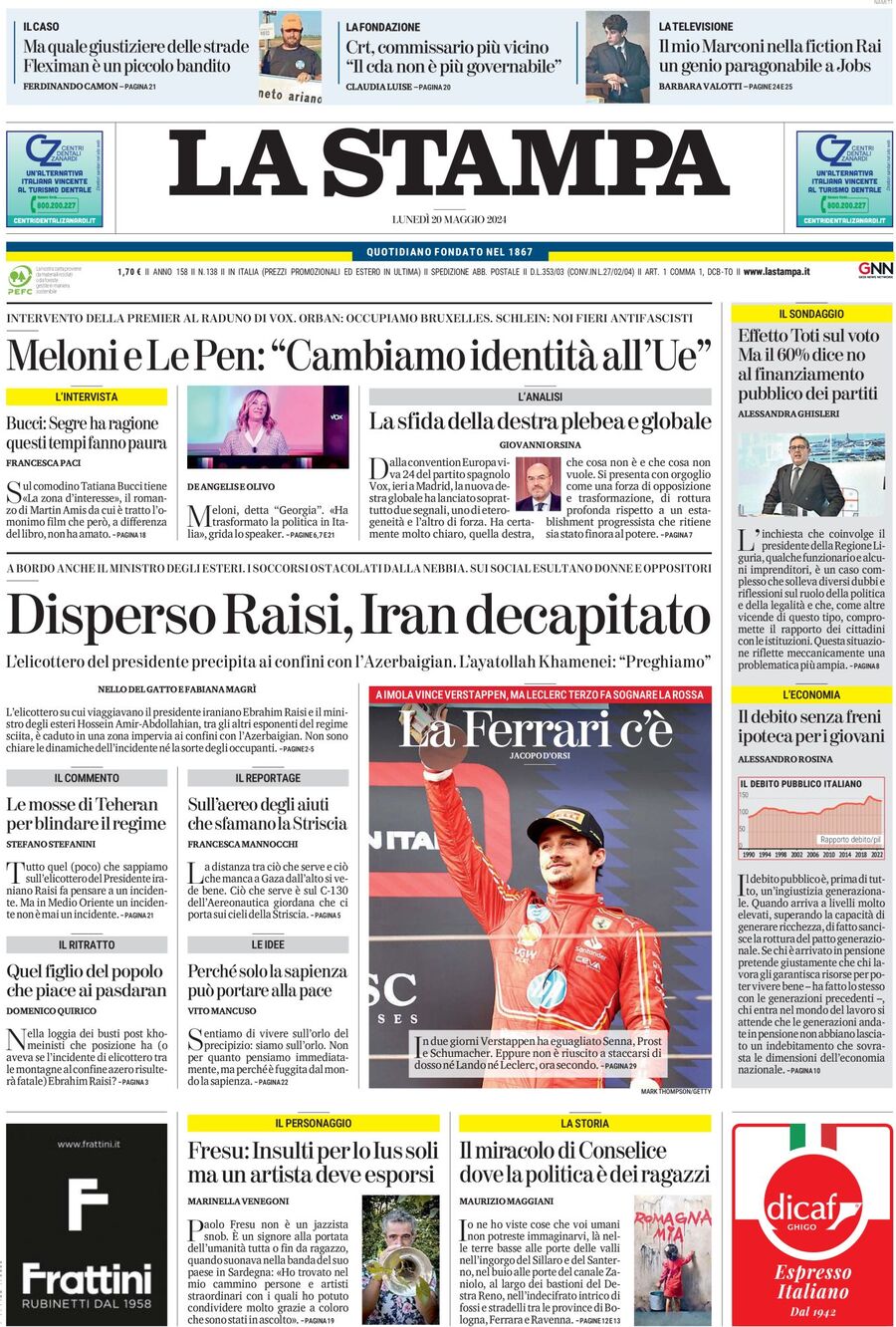 Prima-pagina-la-stampa-edizione-di-oggi-20-05-2024