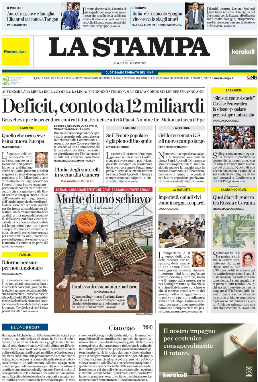 Prima-pagina-la-stampa-edizione-di-oggi-20-06-2024