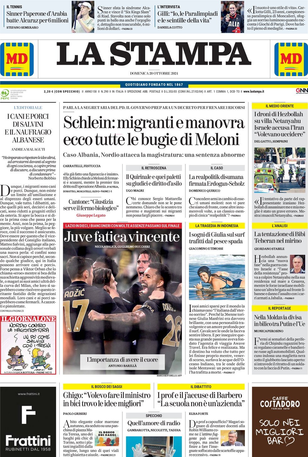 Prima-pagina-la-stampa-edizione-di-oggi-20-10-2024