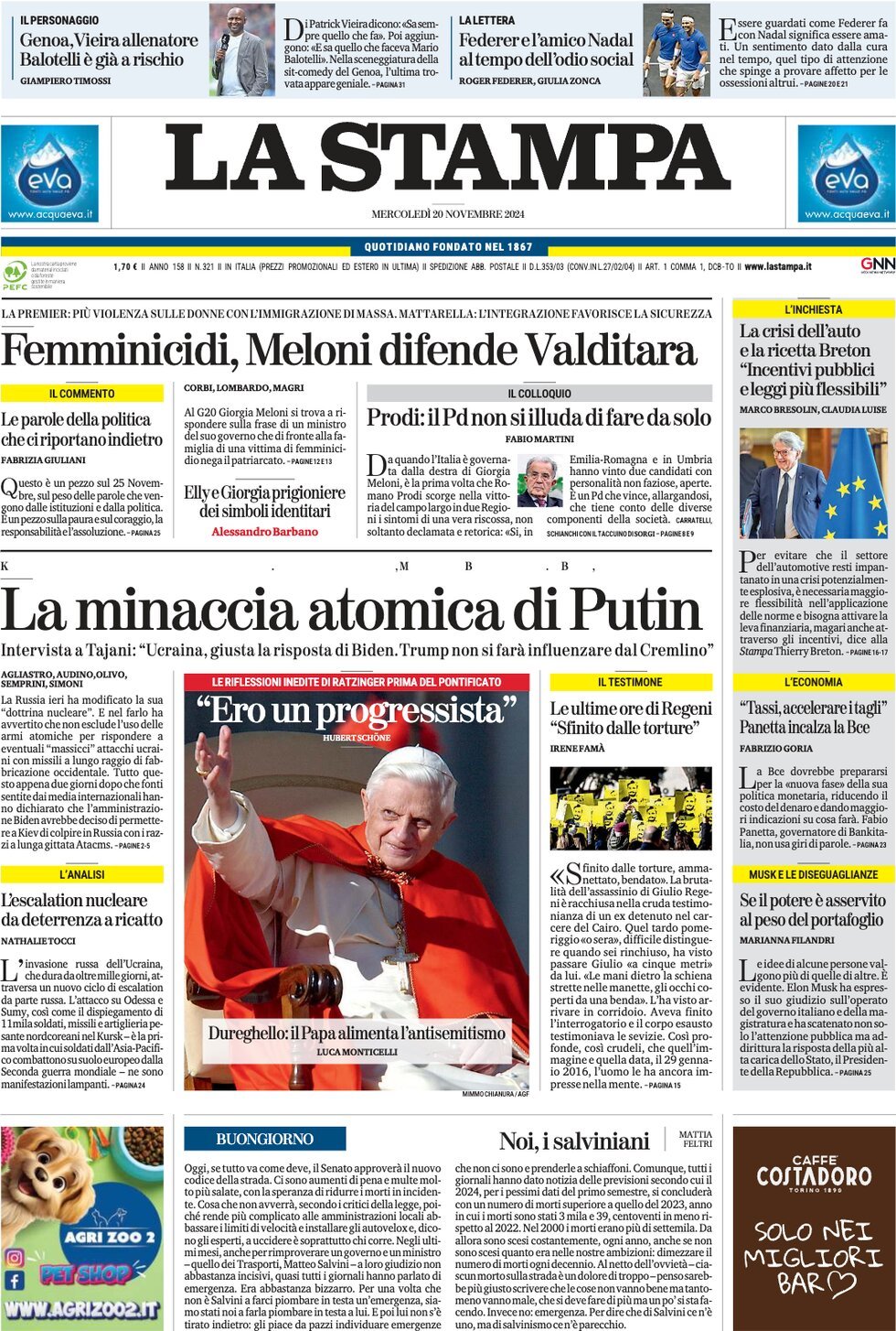 Prima-pagina-la-stampa-edizione-di-oggi-20-11-2024