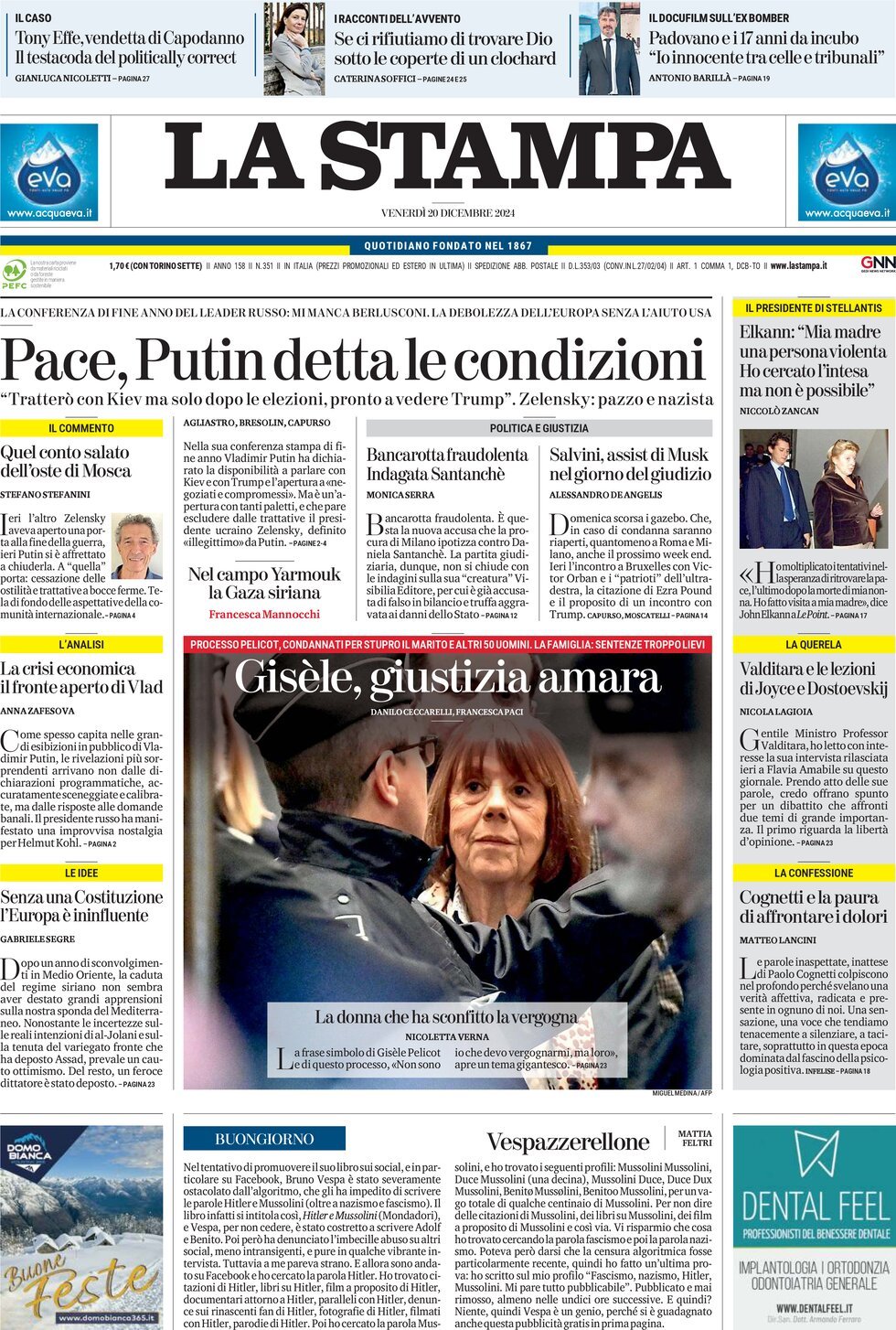 Prima-pagina-la-stampa-edizione-di-oggi-20-12-2024