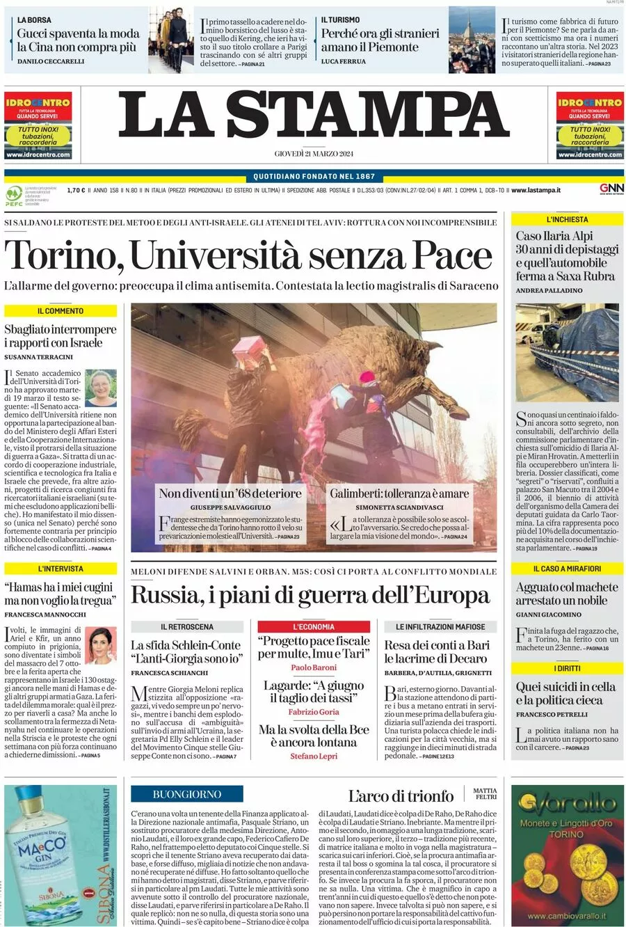 Prima-pagina-la-stampa-edizione-di-oggi-21-03-2024