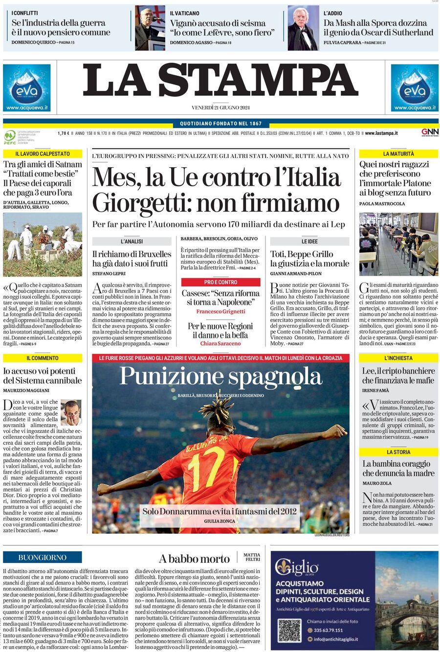 Prima-pagina-la-stampa-edizione-di-oggi-21-06-2024