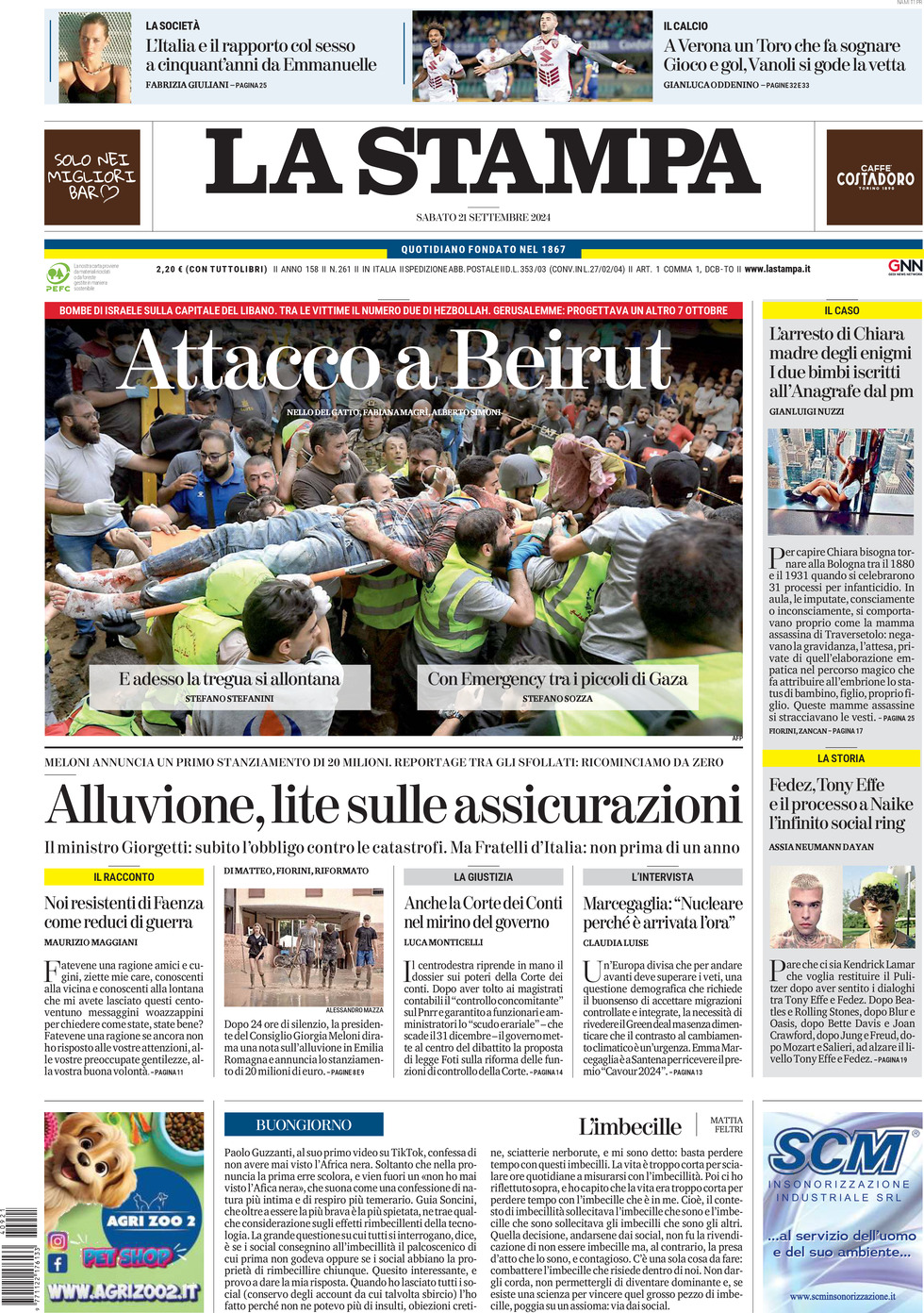 Prima-pagina-la-stampa-edizione-di-oggi-21-09-2024