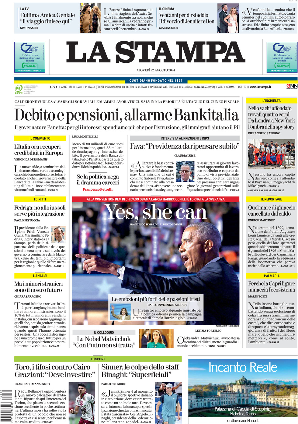 Prima-pagina-la-stampa-edizione-di-oggi-22-08-2024