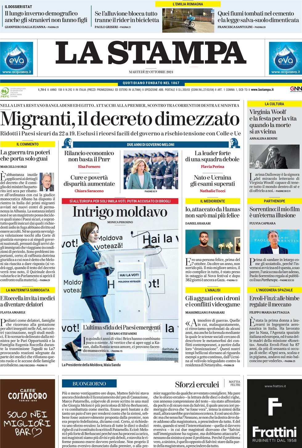 Prima-pagina-la-stampa-edizione-di-oggi-22-10-2024