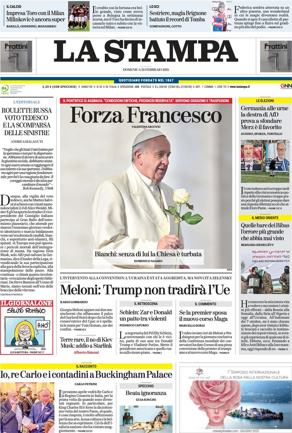 Prima-pagina-la-stampa-edizione-di-oggi-23-02-2025