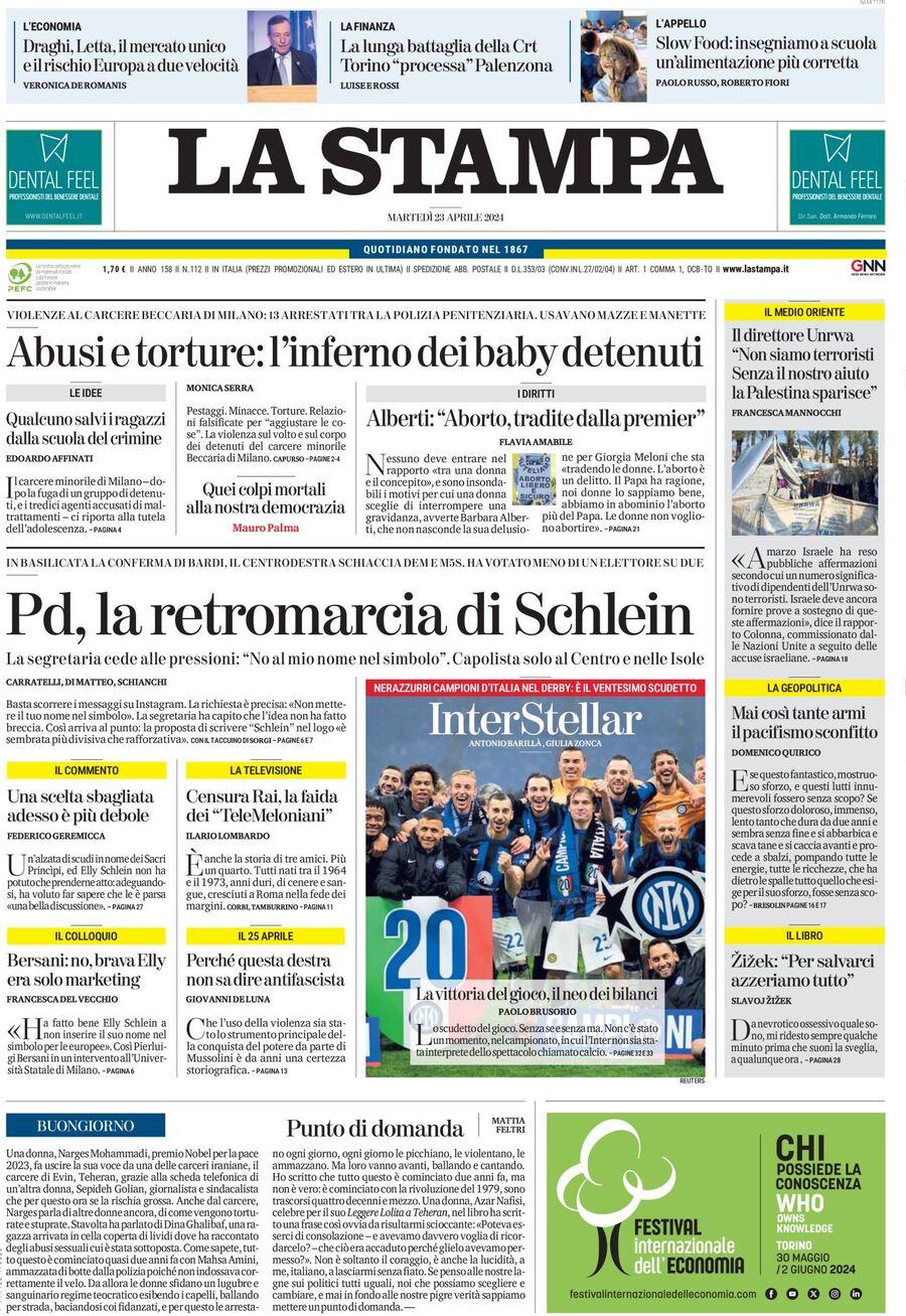 Prima-pagina-la-stampa-edizione-di-oggi-23-04-2024