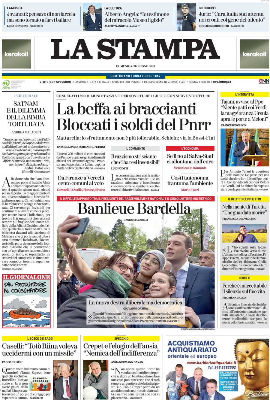 Prima-pagina-la-stampa-edizione-di-oggi-23-06-2024