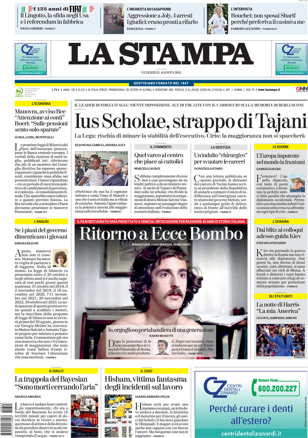 Prima-pagina-la-stampa-edizione-di-oggi-23-08-2024