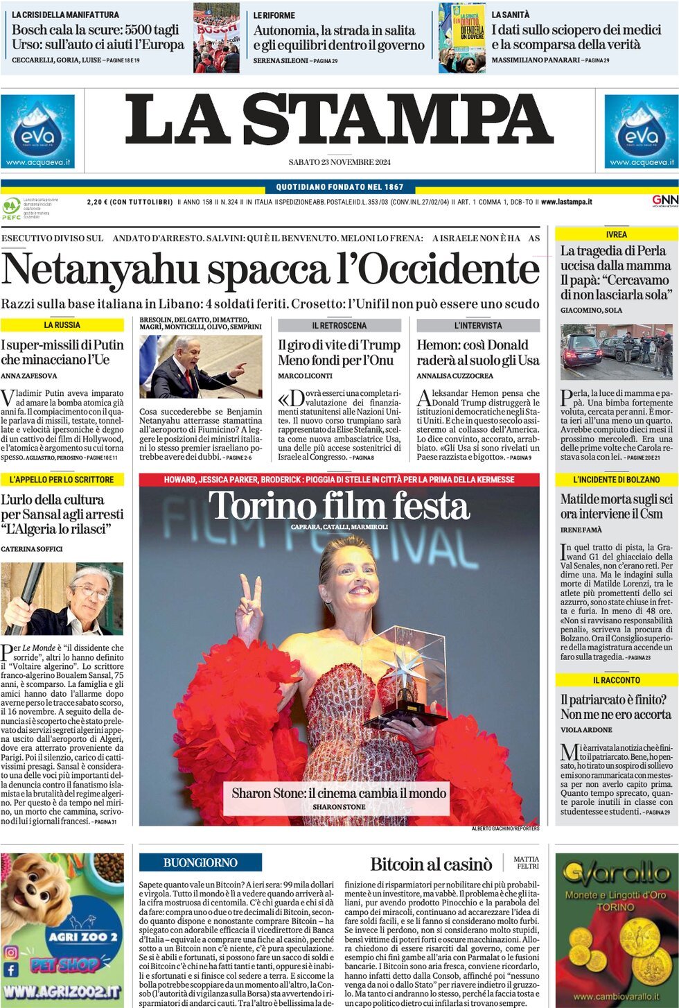 Prima-pagina-la-stampa-edizione-di-oggi-23-11-2024