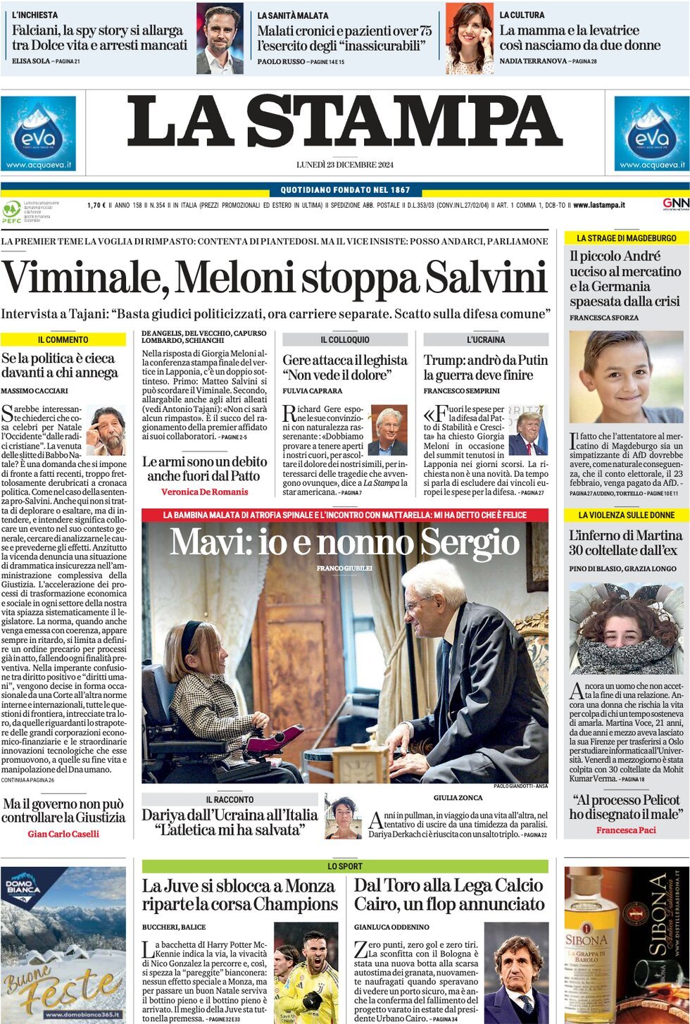 Prima-pagina-la-stampa-edizione-di-oggi-23-12-2024