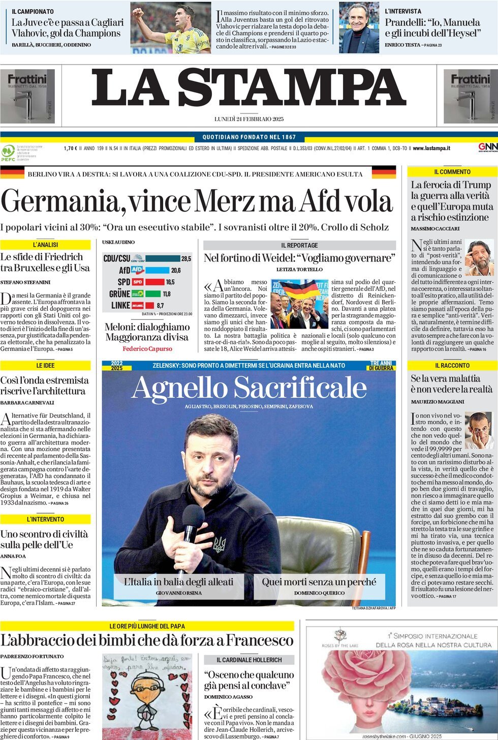 Prima-pagina-la-stampa-edizione-di-oggi-24-02-2025