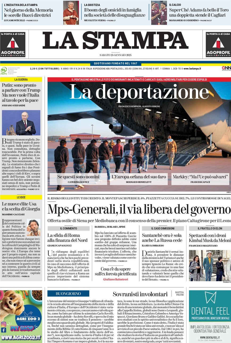 Prima-pagina-la-stampa-edizione-di-oggi-25-01-2025