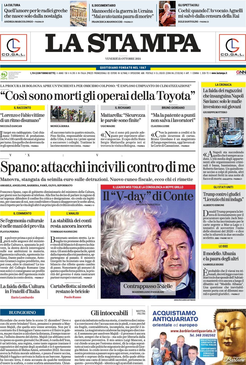 Prima-pagina-la-stampa-edizione-di-oggi-25-10-2024