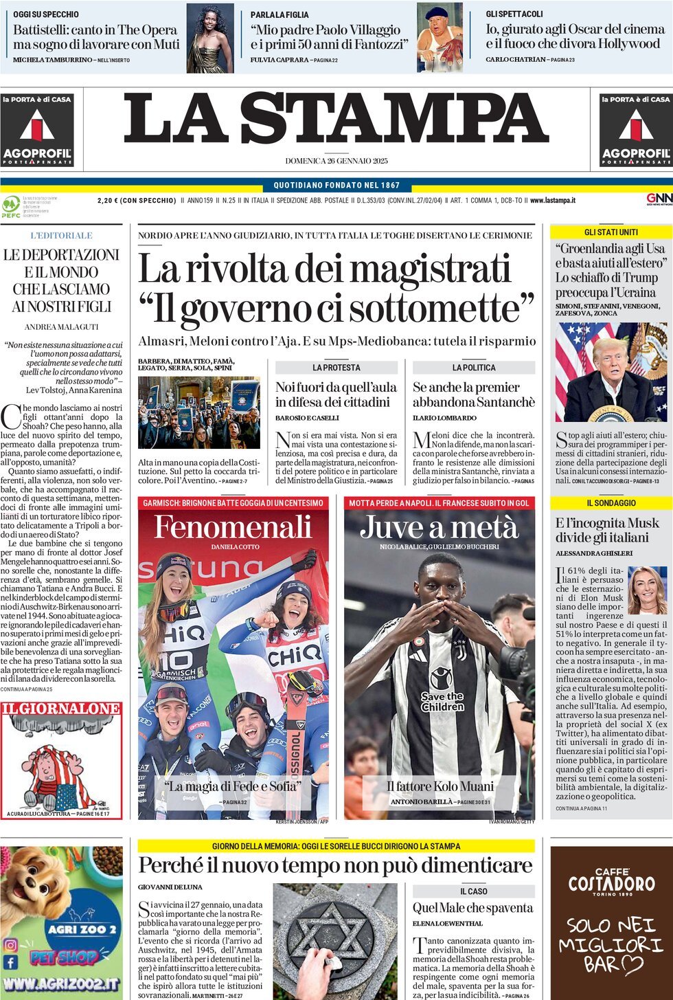 Prima-pagina-la-stampa-edizione-di-oggi-26-01-2025