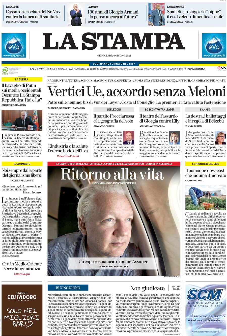 Prima-pagina-la-stampa-edizione-di-oggi-26-06-2024