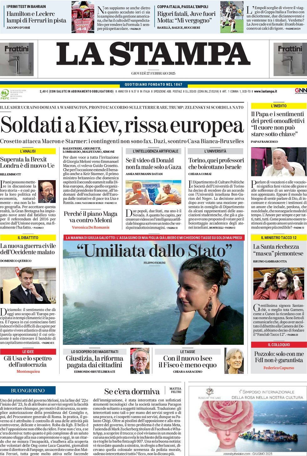 Prima-pagina-la-stampa-edizione-di-oggi-27-02-2025