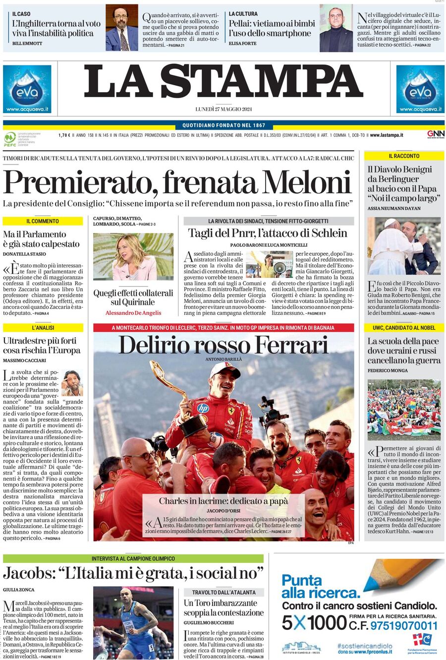 Prima-pagina-la-stampa-edizione-di-oggi-27-05-2024