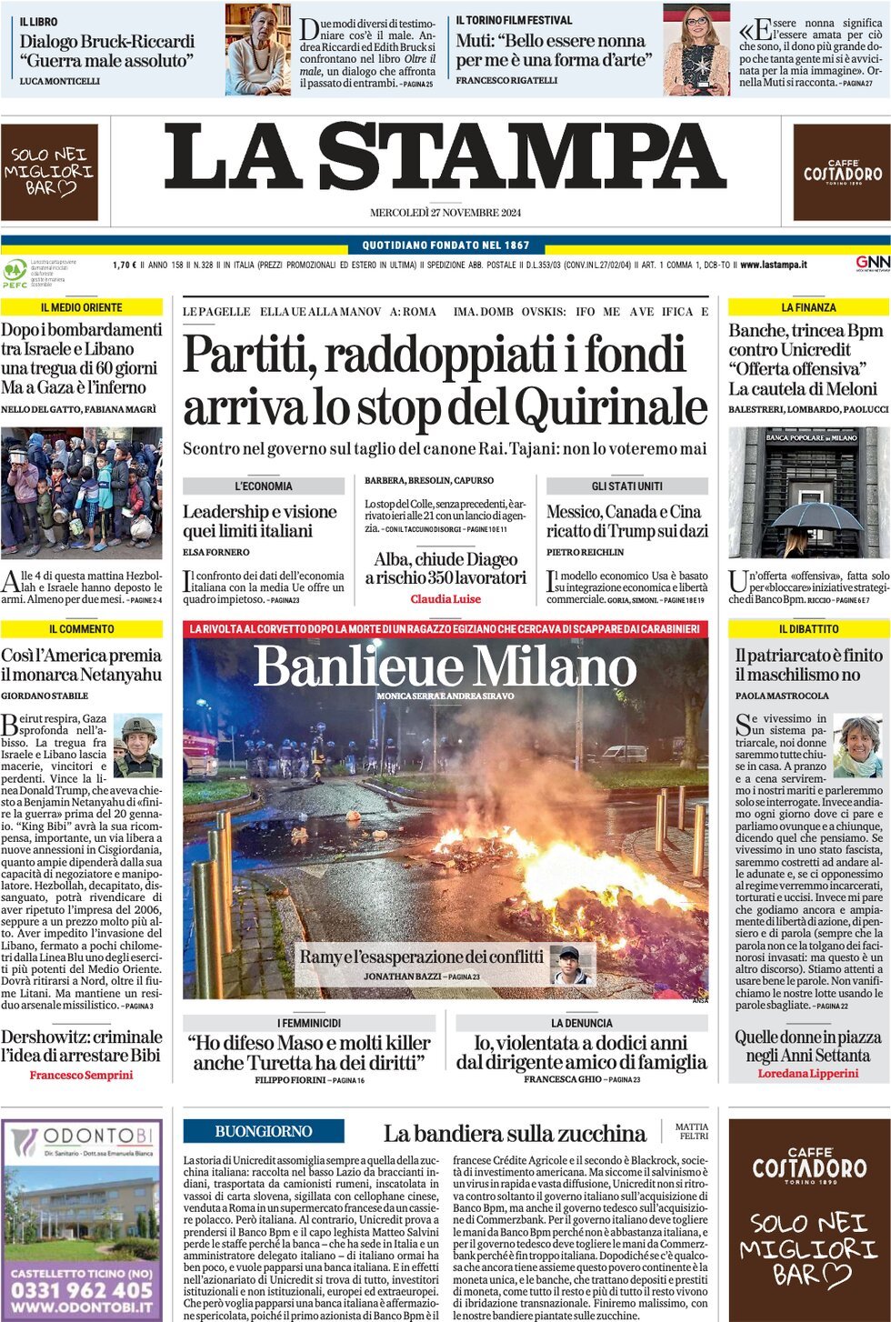 Prima-pagina-la-stampa-edizione-di-oggi-27-11-2024