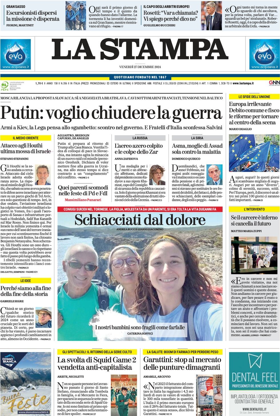 Prima-pagina-la-stampa-edizione-di-oggi-27-12-2024