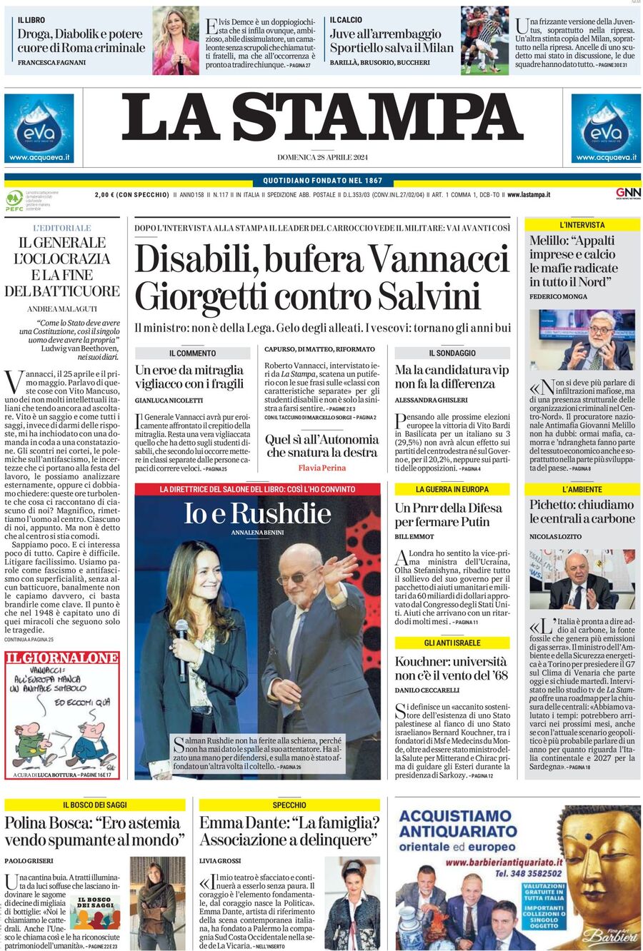 Prima-pagina-la-stampa-edizione-di-oggi-28-04-2024