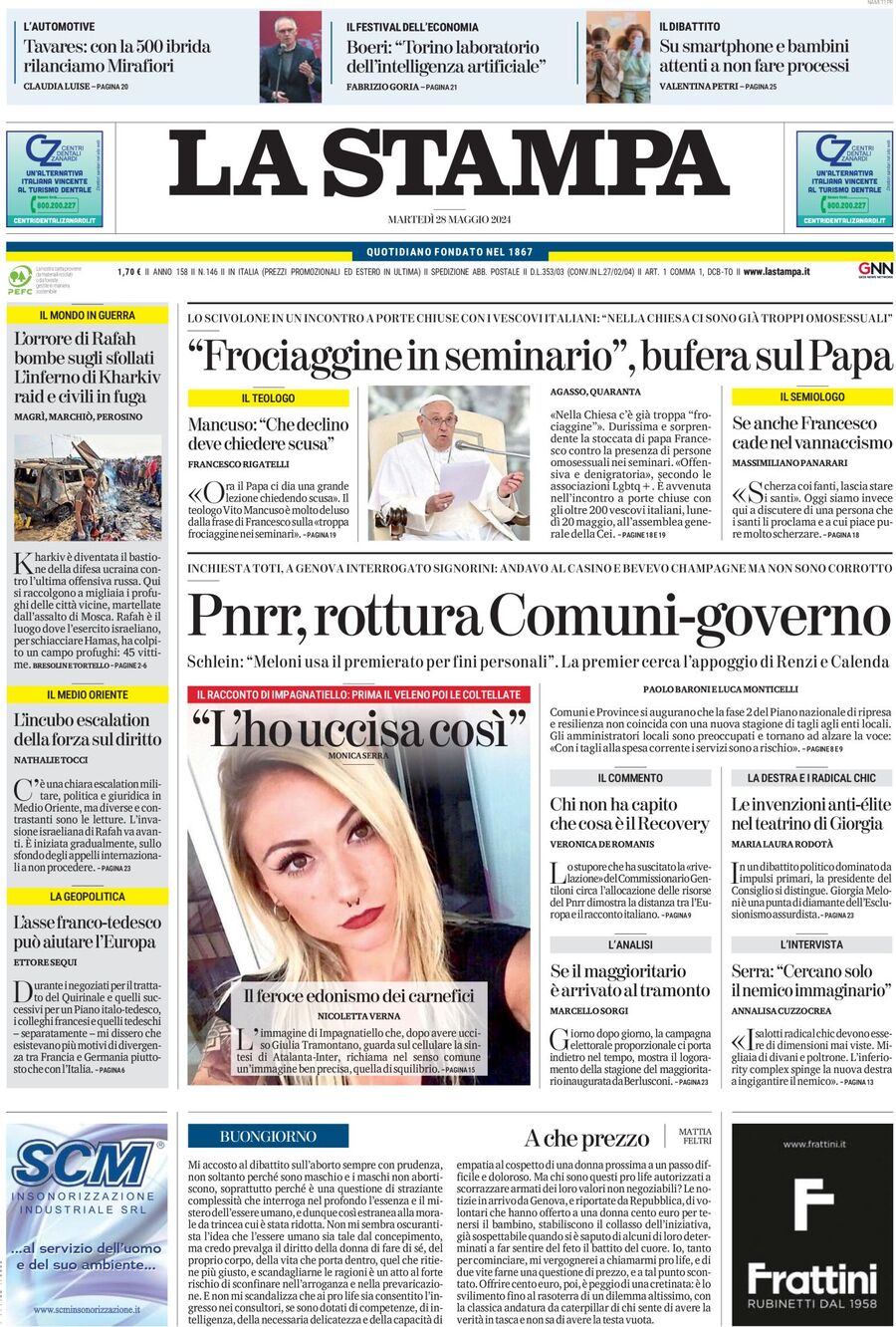 Prima-pagina-la-stampa-edizione-di-oggi-28-05-2024