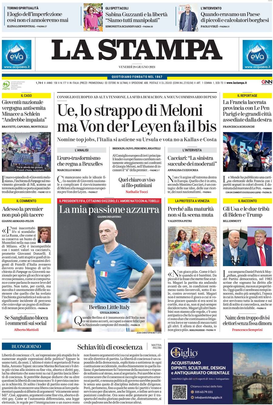 Prima-pagina-la-stampa-edizione-di-oggi-28-06-2024