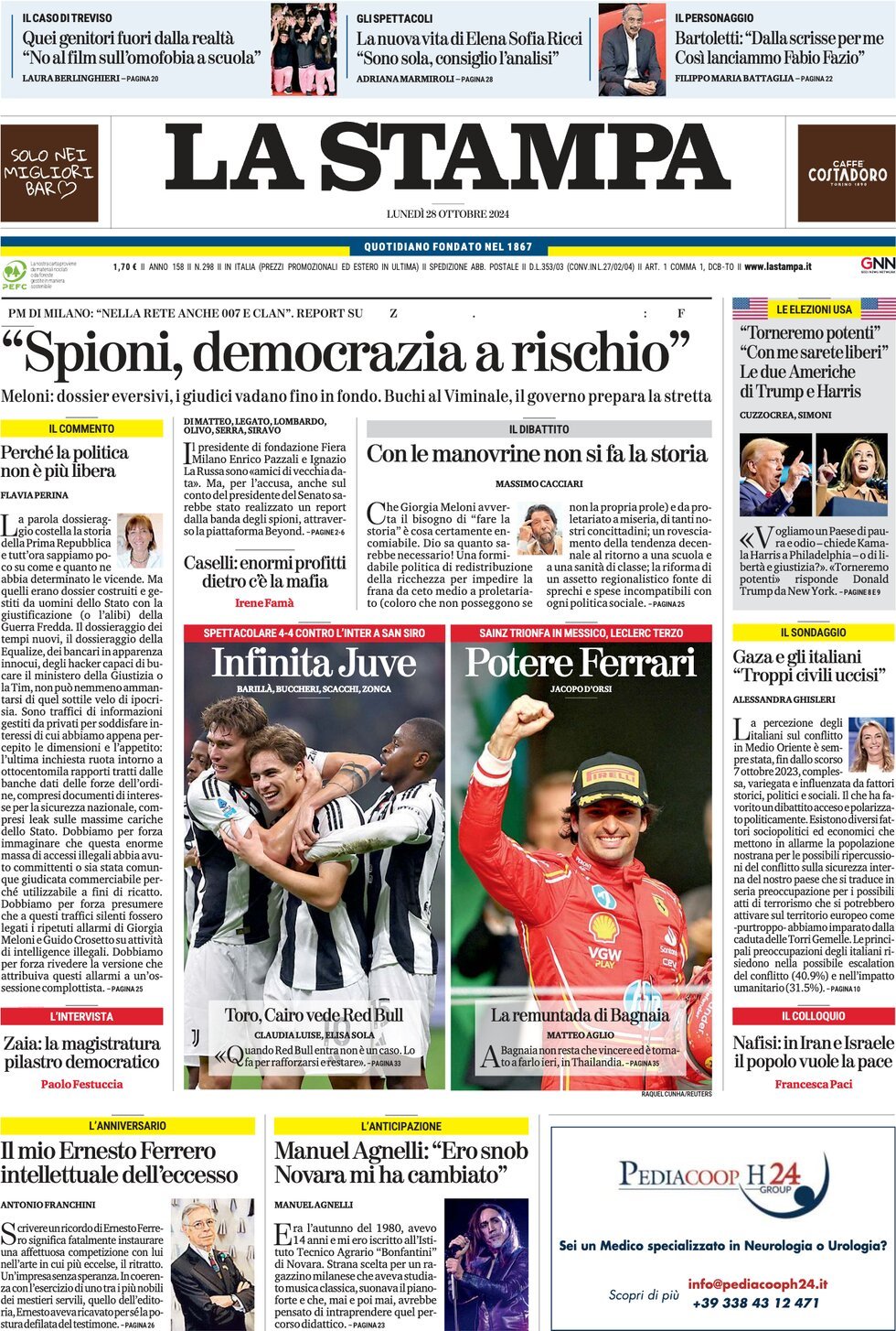 Prima-pagina-la-stampa-edizione-di-oggi-28-10-2024