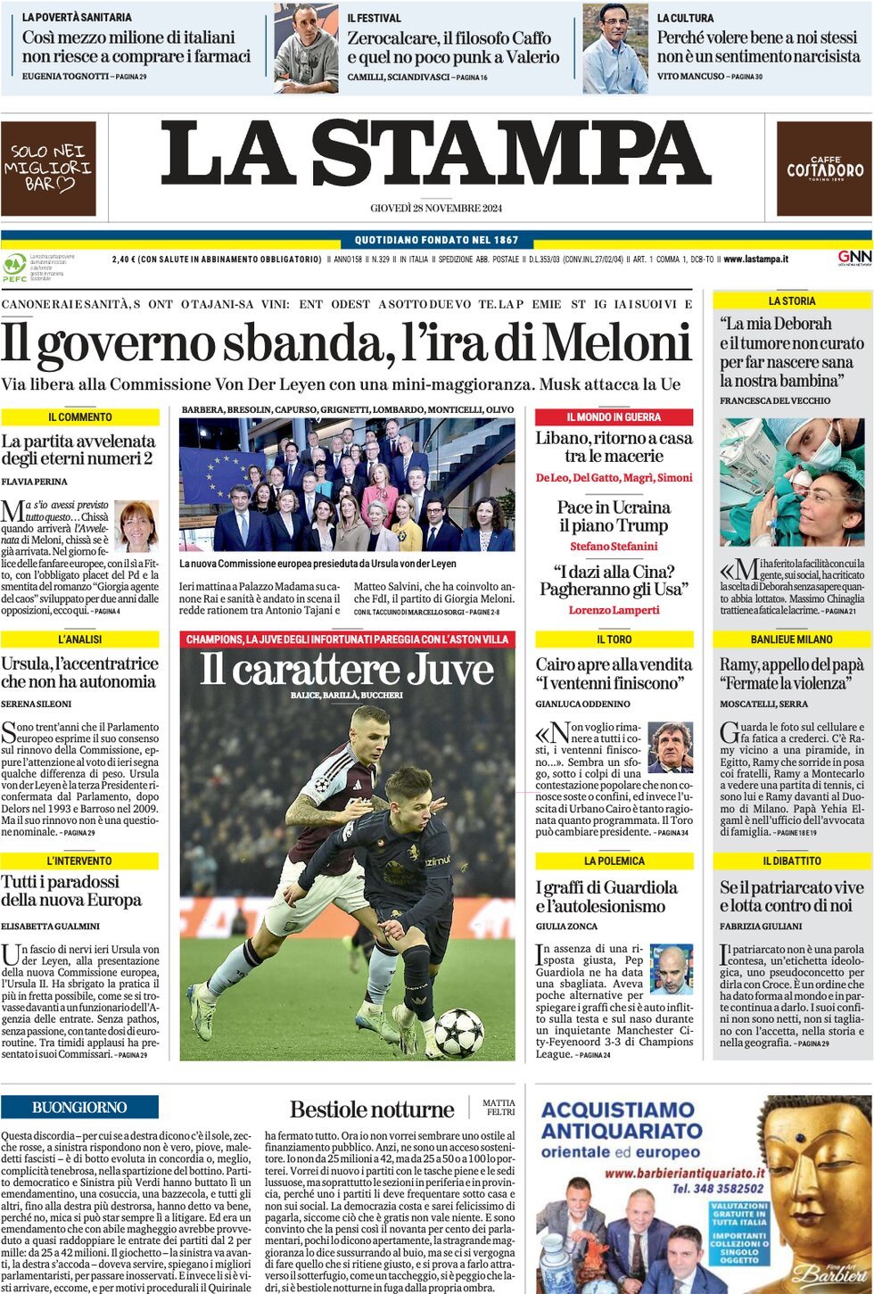 Prima-pagina-la-stampa-edizione-di-oggi-28-11-2024