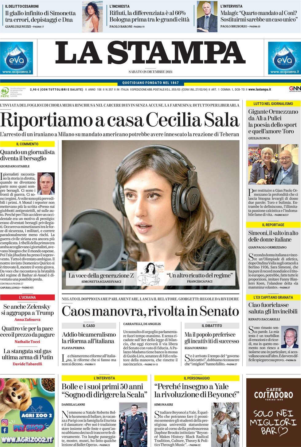 Prima-pagina-la-stampa-edizione-di-oggi-28-12-2024