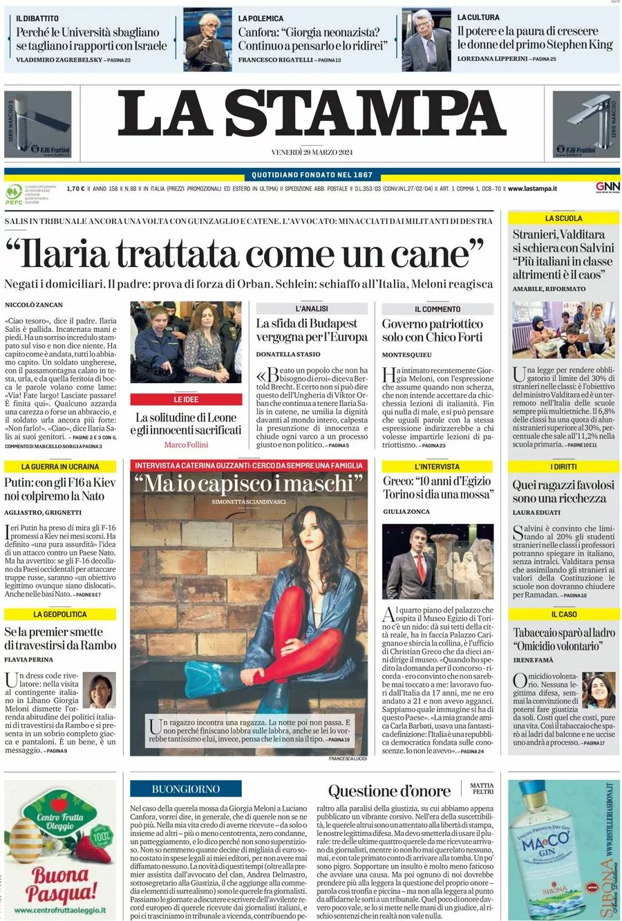 Prima-pagina-la-stampa-edizione-di-oggi-29-03-2024