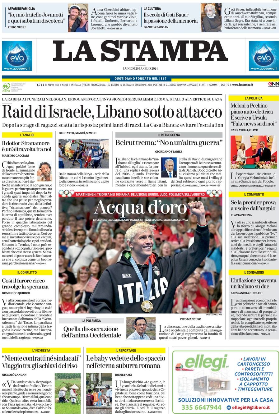 Prima-pagina-la-stampa-edizione-di-oggi-29-07-2024