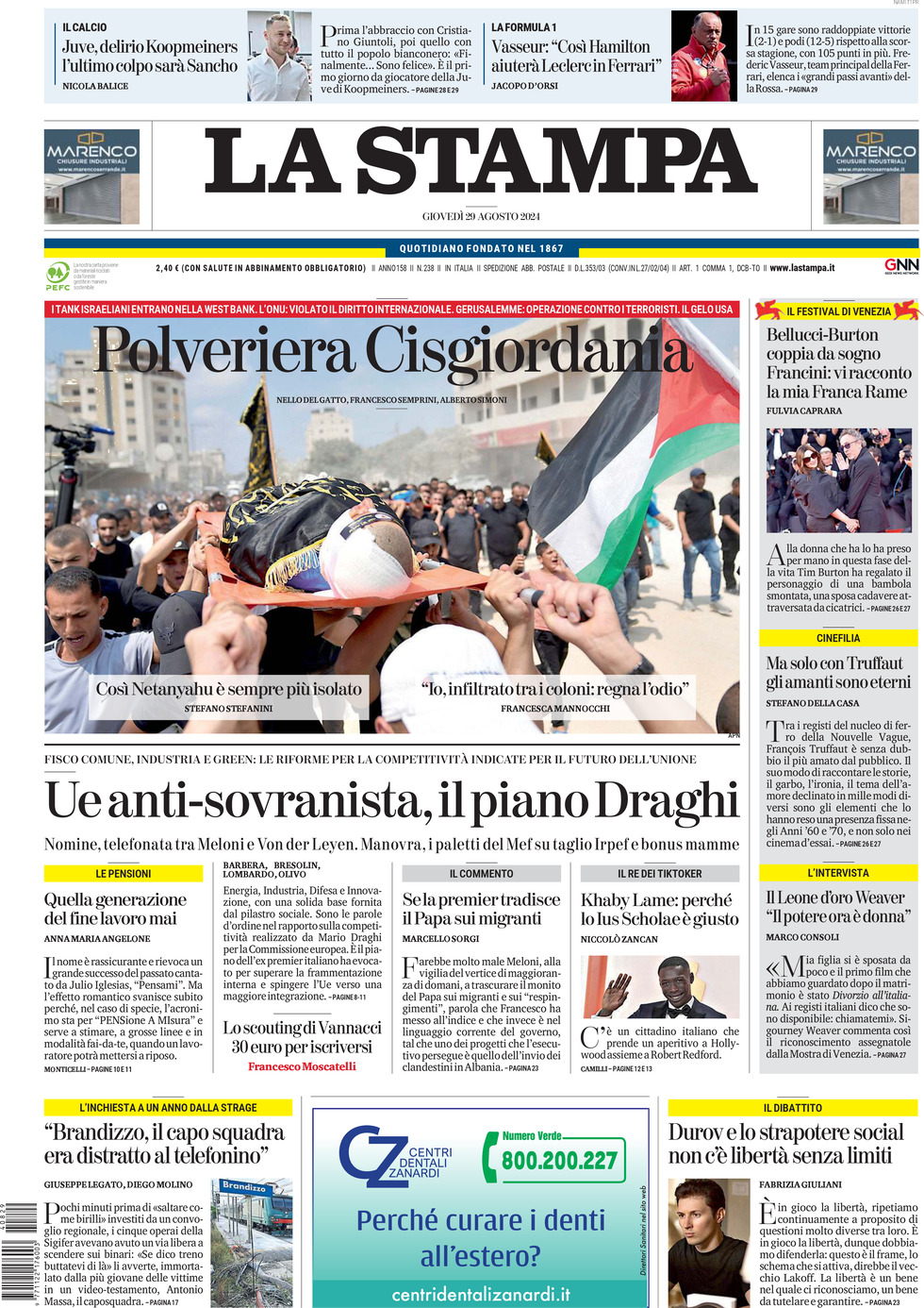 Prima-pagina-la-stampa-edizione-di-oggi-29-08-2024