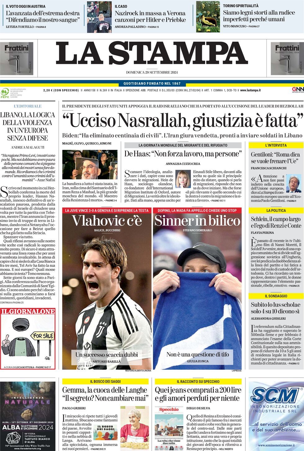 Prima-pagina-la-stampa-edizione-di-oggi-29-09-2024