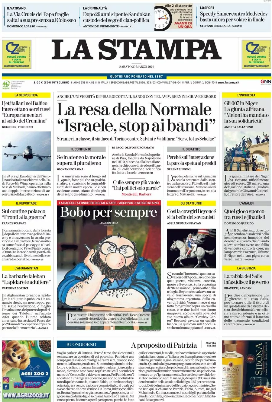 Prima-pagina-la-stampa-edizione-di-oggi-30-03-2024