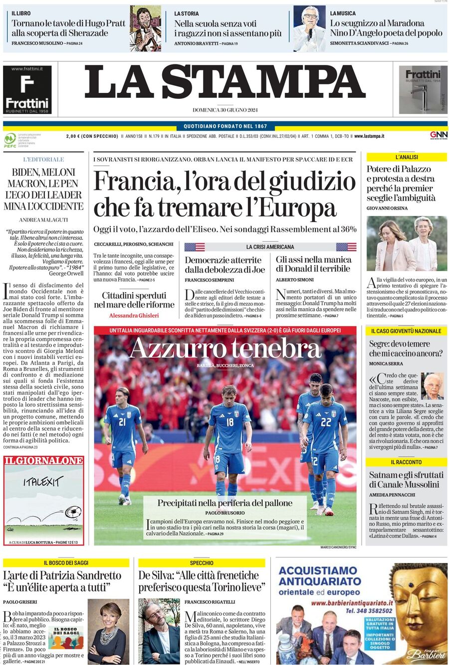 Prima-pagina-la-stampa-edizione-di-oggi-30-06-2024