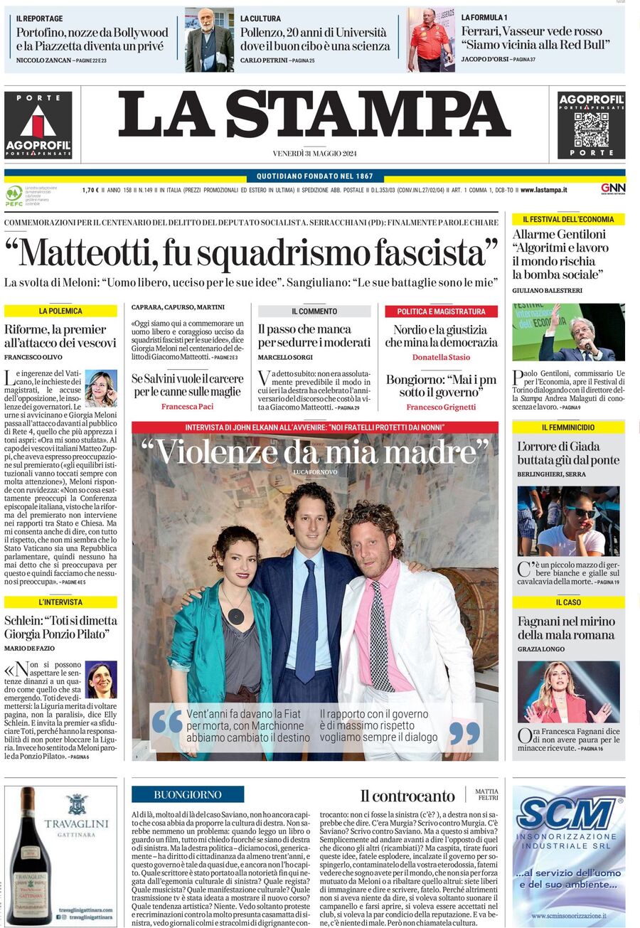 Prima-pagina-la-stampa-edizione-di-oggi-31-05-2024