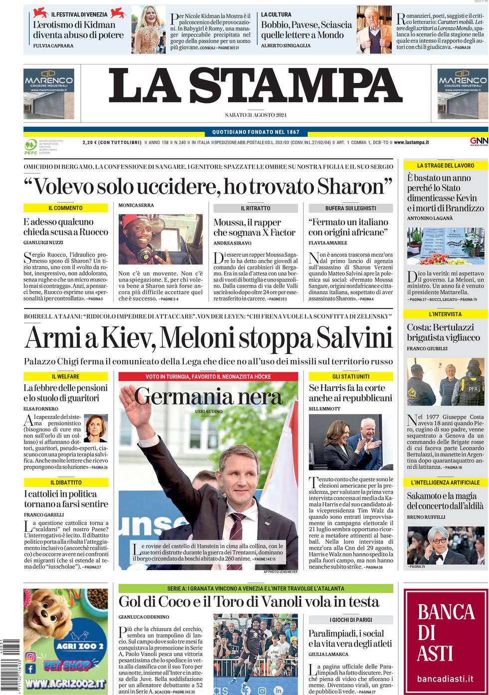 Prima-pagina-la-stampa-edizione-di-oggi-31-08-2024