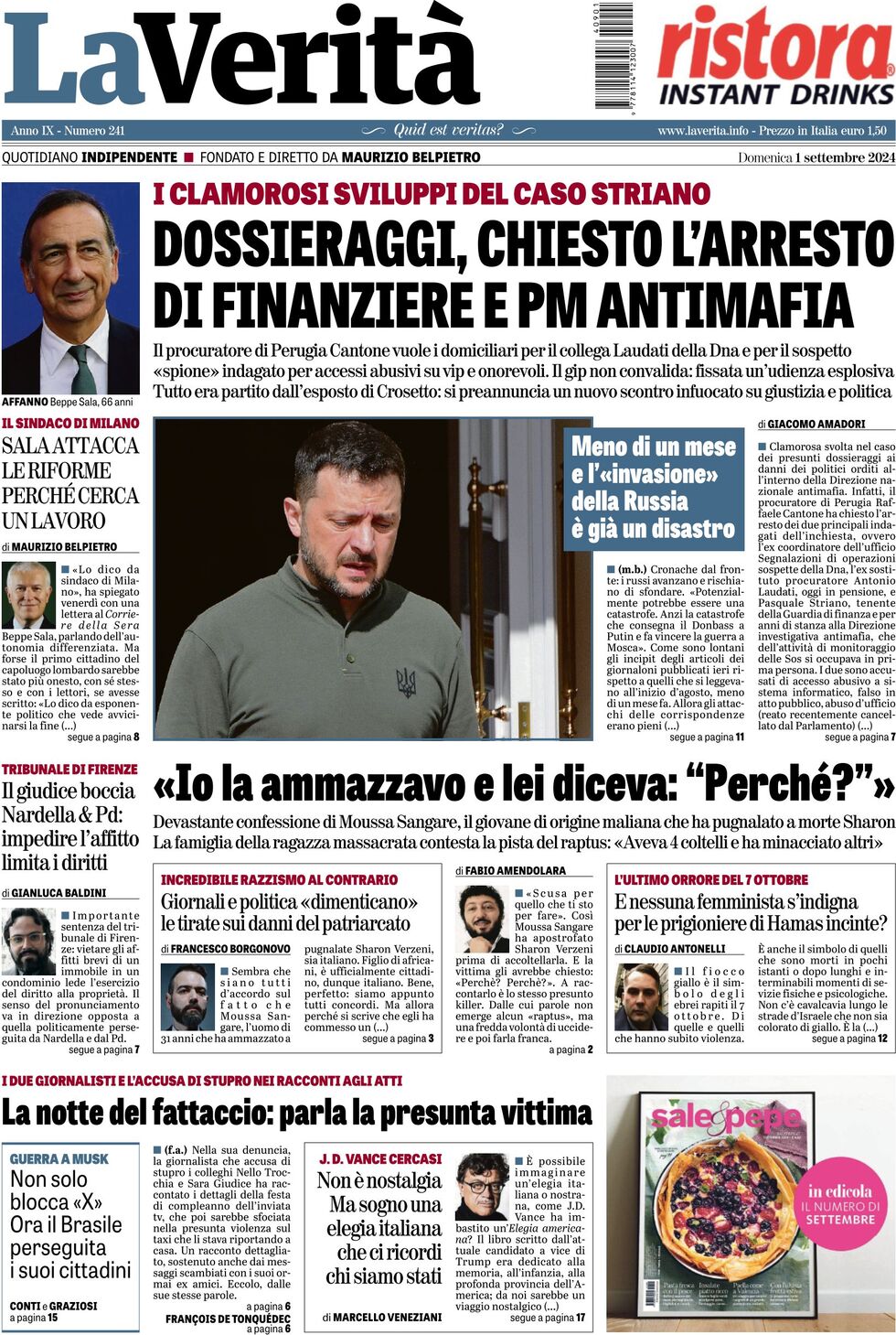 Prima-pagina-la-verita-edizione-di-oggi-01-09-2024