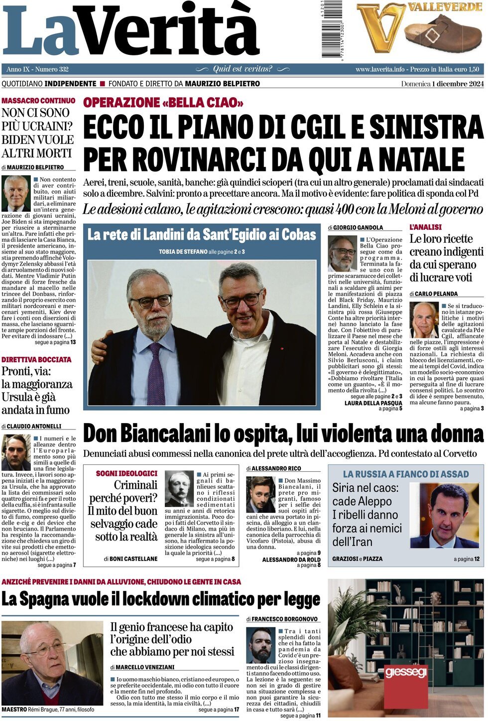 Prima-pagina-la-verita-edizione-di-oggi-01-12-2024