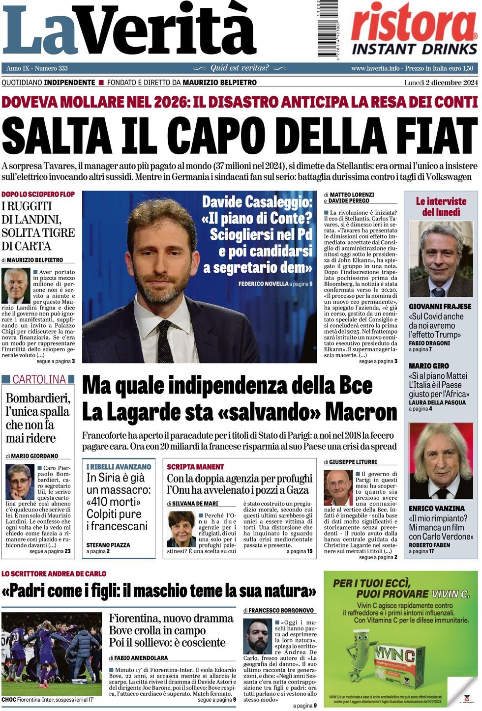 Prima-pagina-la-verita-edizione-di-oggi-02-12-2024