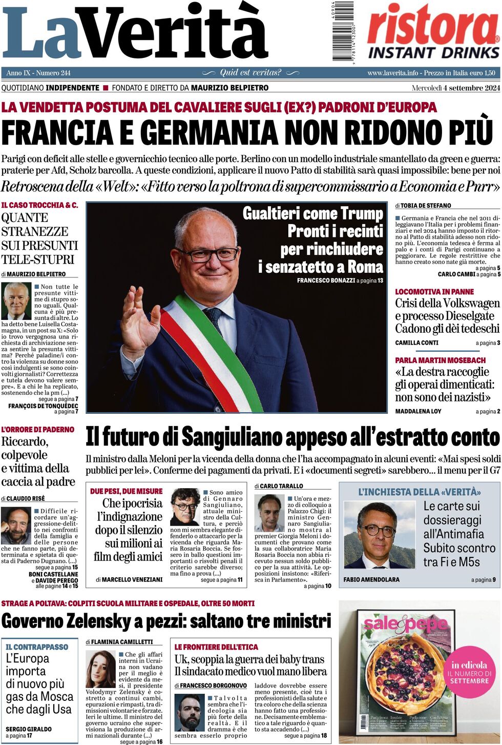 Prima-pagina-la-verita-edizione-di-oggi-04-09-2024