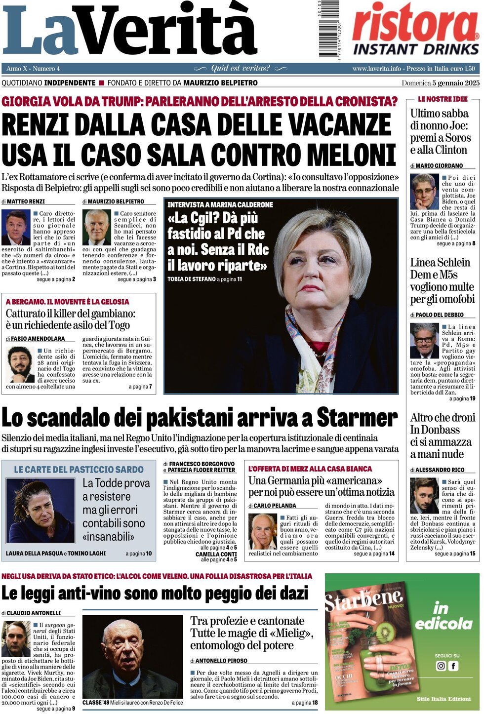 Prima-pagina-la-verita-edizione-di-oggi-05-01-2025