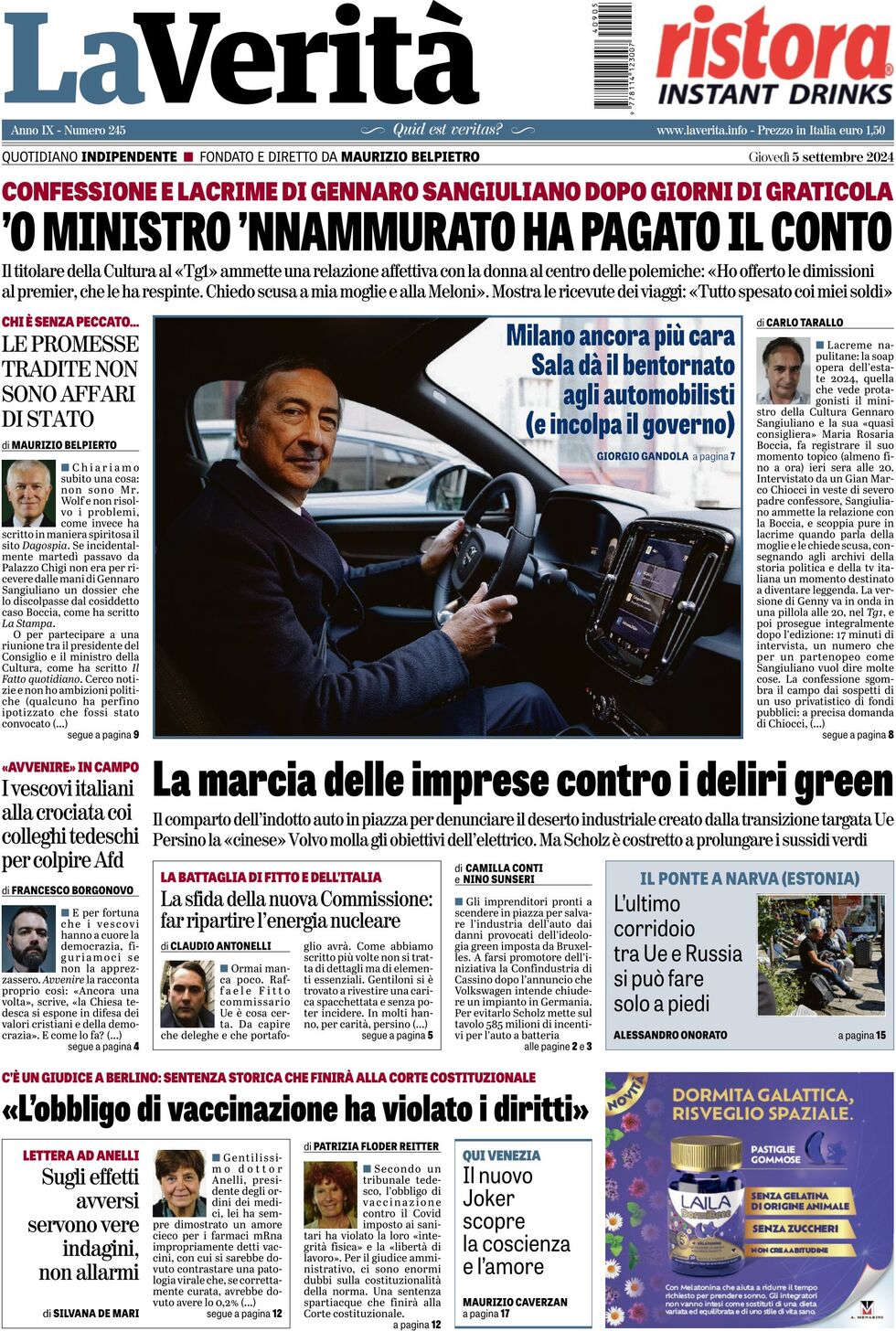 Prima-pagina-la-verita-edizione-di-oggi-05-09-2024